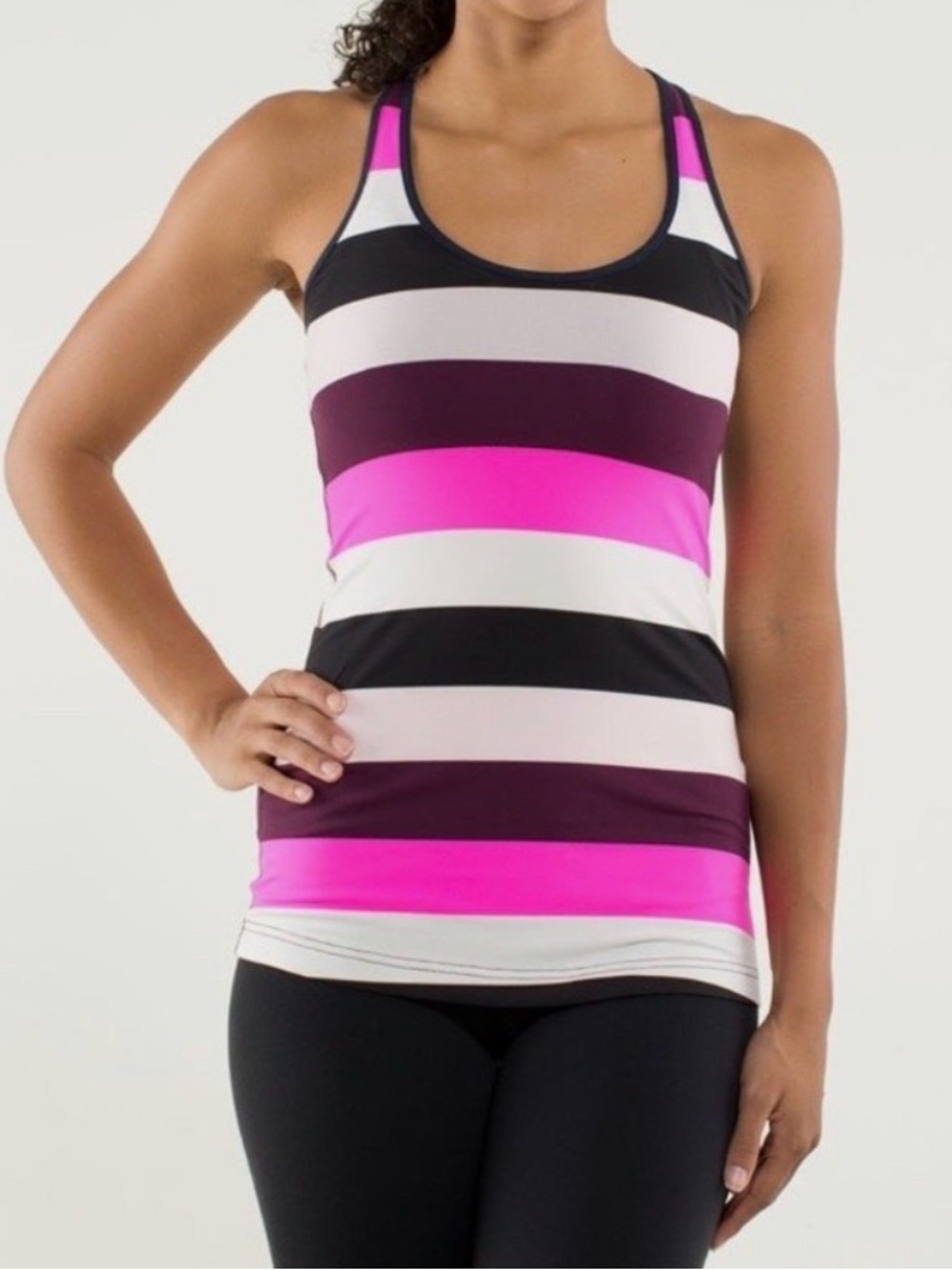 Lululemon Raspberry Glo Light Striped Cool Racerback Tank